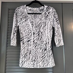 Y2K Black and White Animal Print Top